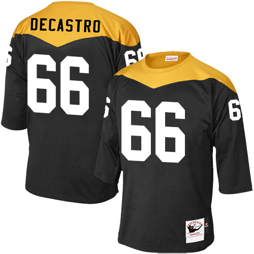 Men's Elite David DeCastro Mitchell and Ness Jersey Black Home - #66 1967 Throwback NFL Pittsburgh Steelers